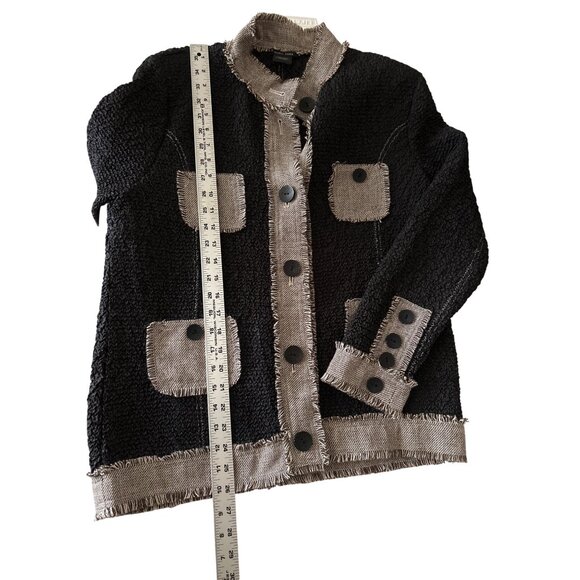 Katie Todd Womens Black Textured Button Down Long Sleeve Jacket Size M - Picture 8 of 8